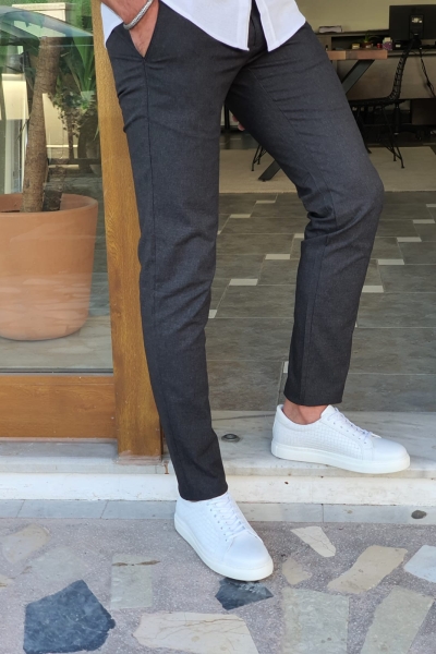 Black Slim Fit Cotton Pants by GentWith.com with Free Worldwide Shipping