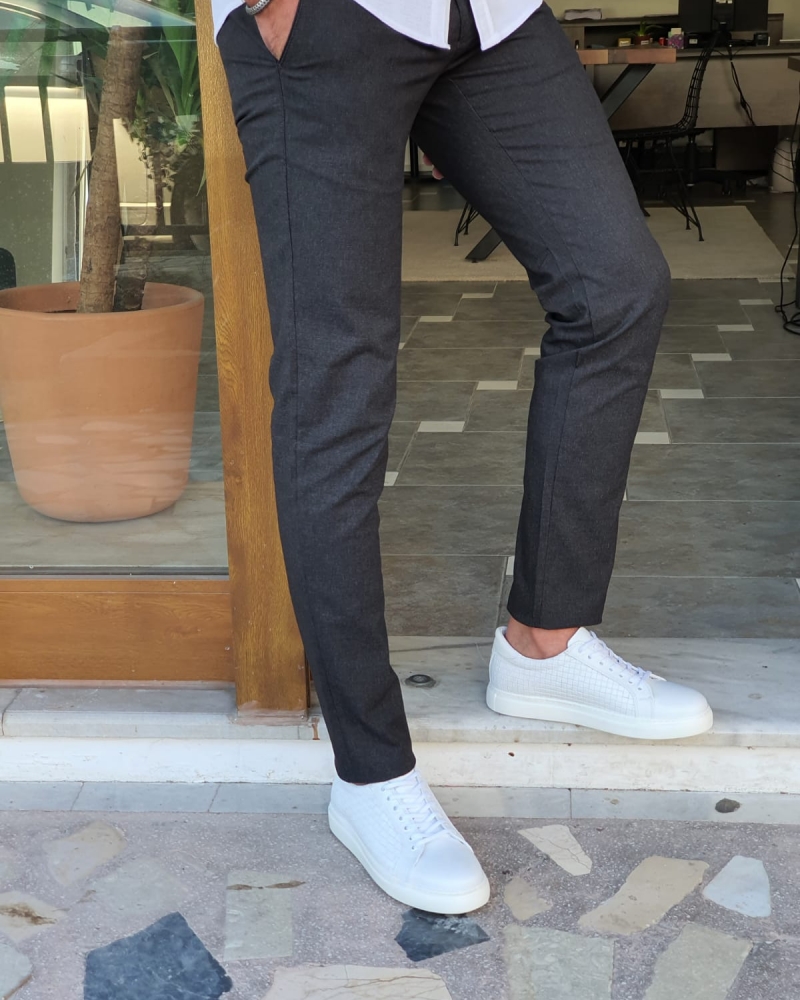 Black Slim Fit Cotton Pants by GentWith.com with Free Worldwide Shipping
