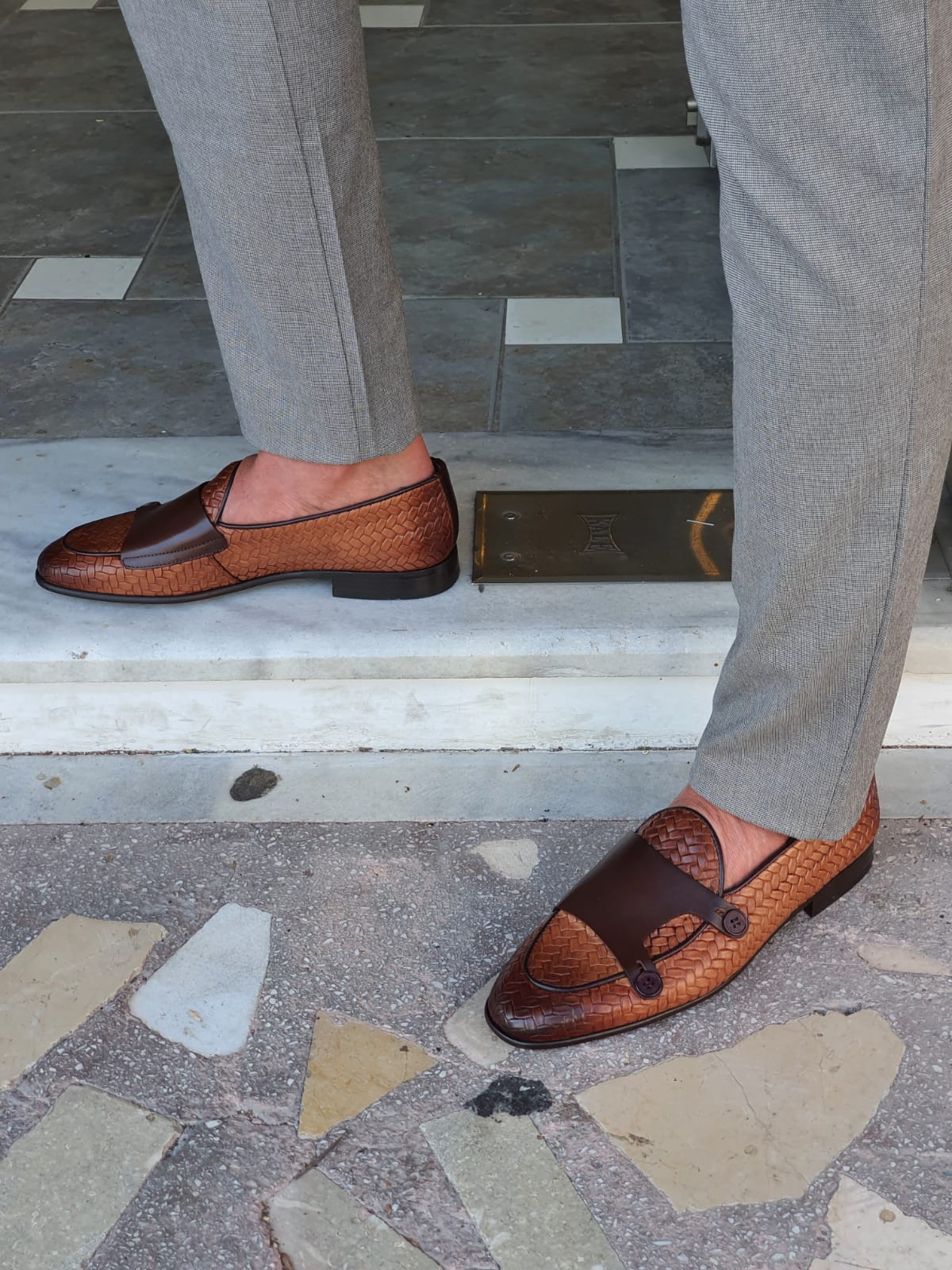 fast Forståelse løbetur Buy Tan Woven Leather Double Monk Strap Loafers by GentWith.com