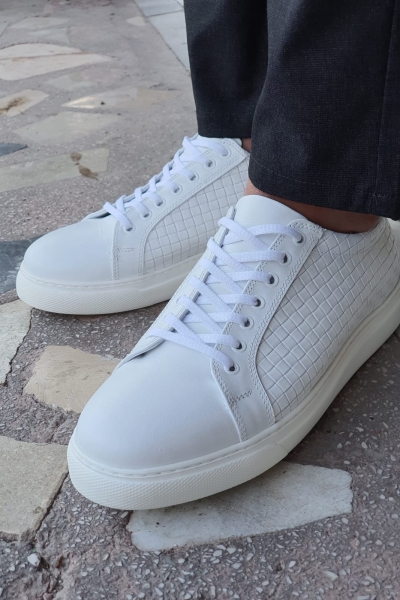 White Low-Top Sneakers by GentWith.com with Free Worldwide Shipping