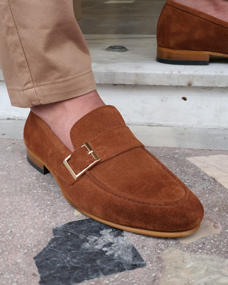 Buy Brown Suede Buckle Loafers by GentWith.com with Free Shipping