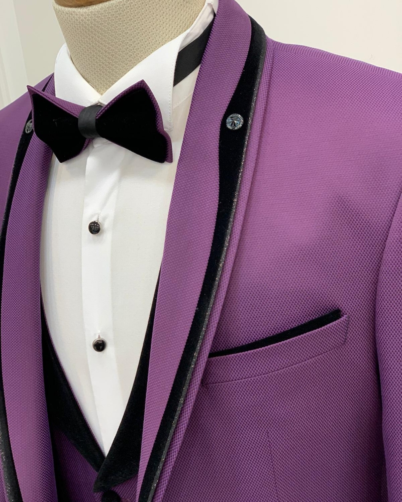 Purple Slim Fit Shawl Lapel Tuxedo by GentWith.com with Free Worldwide Shipping