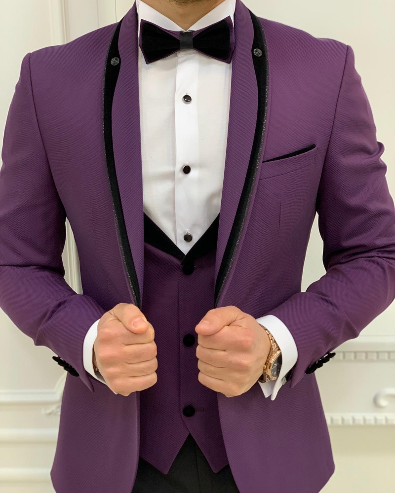 Purple Slim Fit Shawl Lapel Tuxedos by GentWith.com with Free Worldwide Shipping