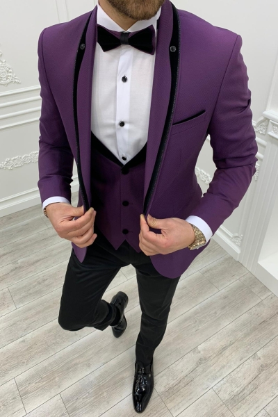 Purple Slim Fit Shawl Lapel Tuxedos by GentWith.com with Free Worldwide Shipping