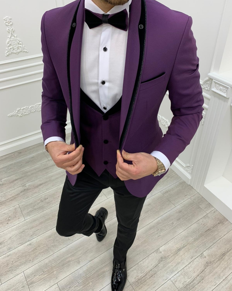 Purple Slim Fit Shawl Lapel Tuxedos by GentWith.com with Free Worldwide Shipping