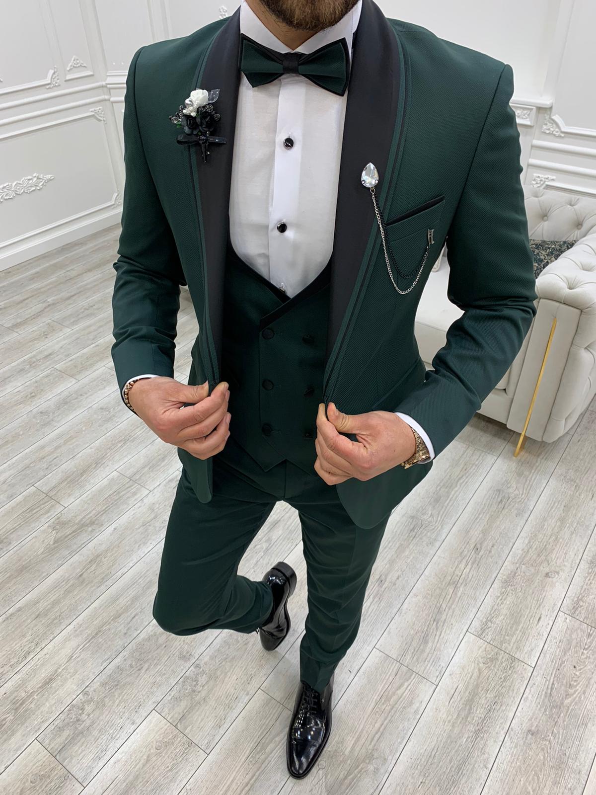 Buy Green Slim Fit Shawl Lapel Tuxedo by GentWith.com