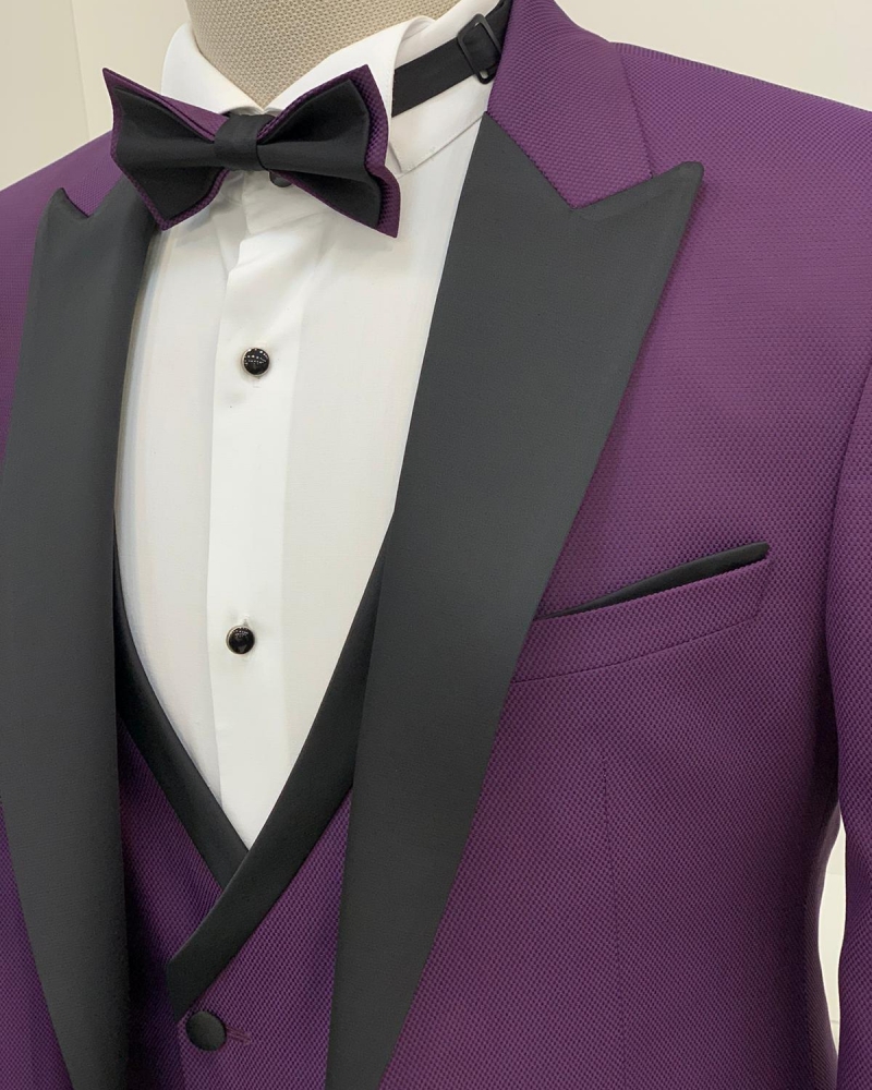 Purple Slim Fit Peak Lapel Tuxedo by GentWith.com with Free Worldwide Shipping