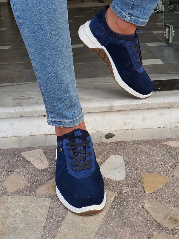 Dark Blue Suede Sneakers