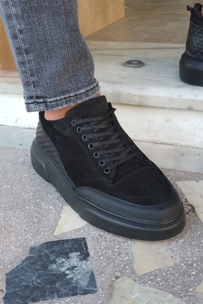 Black High-Top Suede Sneakers by GentWith.com with Free Worldwide Shipping