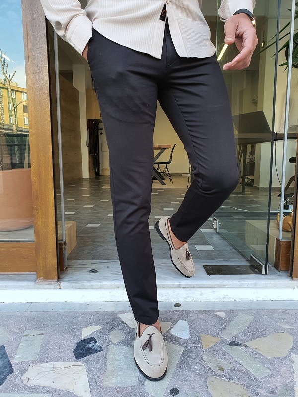 Buy Black Slim Fit Cotton Pants by