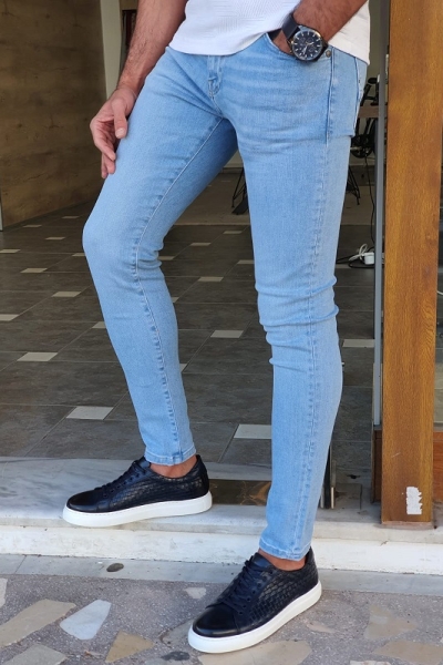 Blue Slim Fit Jeans by GentWith.com with Free Worldwide Shipping