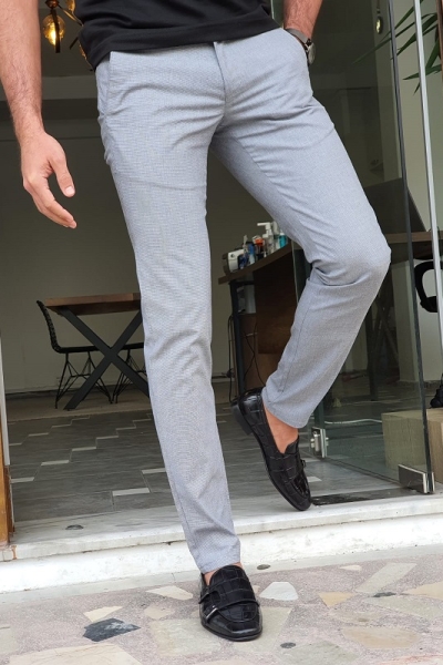 Gray Slim Fit Cotton Pants by GentWith.com with Free Worldwide Shipping