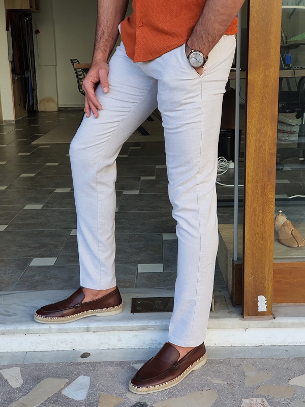 Buy Beige Slim Fit Cotton Pants by