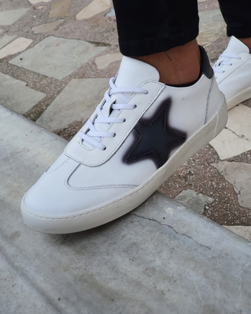 Buy White Mid-Top Lace Up Sneakers by GentWith | Worldwide Shipping