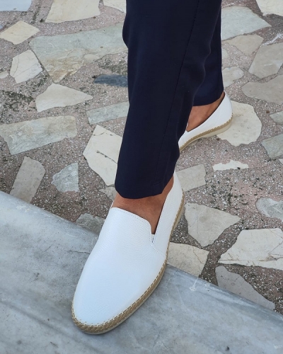 White Slip-On Loafers by GentWith.com with Free Worldwide Shipping