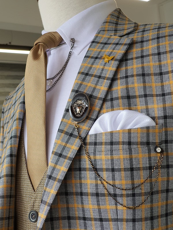 yellow check suit