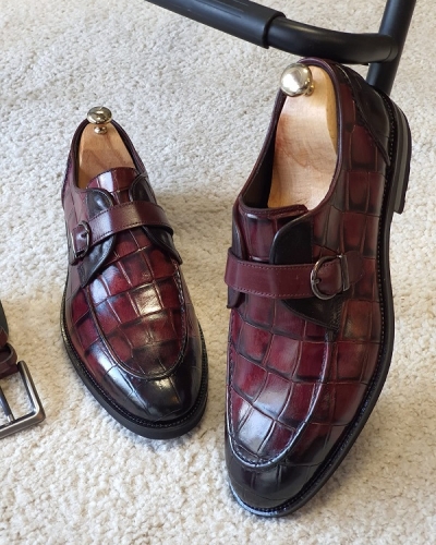 Burgundy Buckle Loafers for Men by GentWith.com with Free Worldwide Shipping