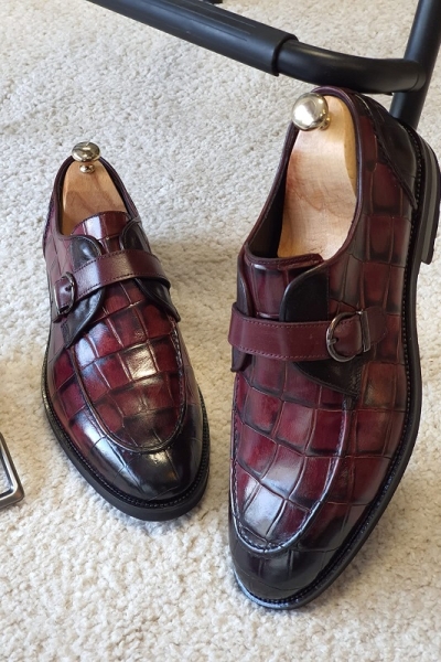 Burgundy Buckle Loafers for Men by GentWith.com with Free Worldwide Shipping