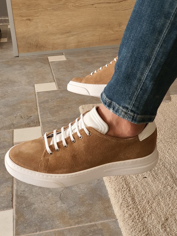 Buy Beige Low-Top Suede Sneakers by GentWith | Worldwide Shipping