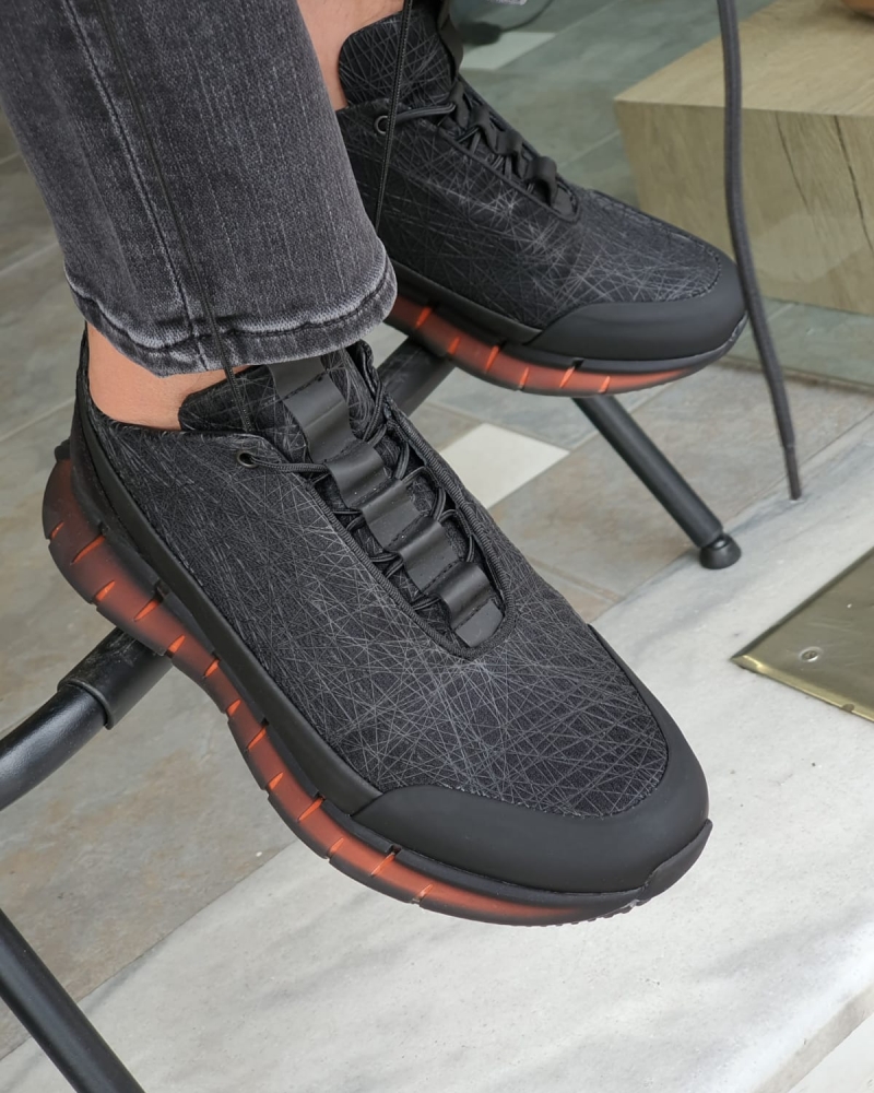 Black Mid-Top Sneakers by GentWith.com with Free Worldwide Shipping