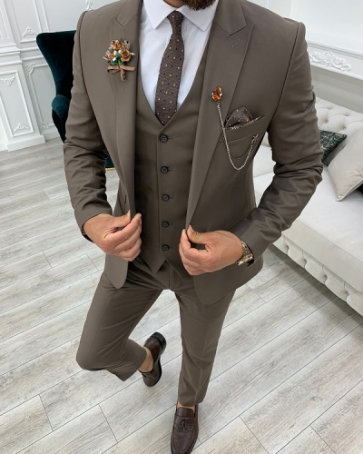 Brown Slim Fit Suit by GentWith.com with Free Worldwide Shipping