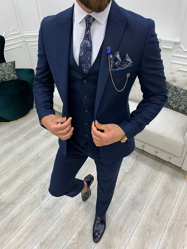Worldwide Shipping - Buy Navy Blue Slim Fit Suit by
