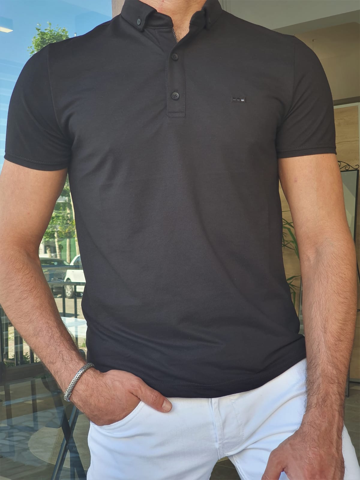 Slim Fit Polo Shirt - Black - Men