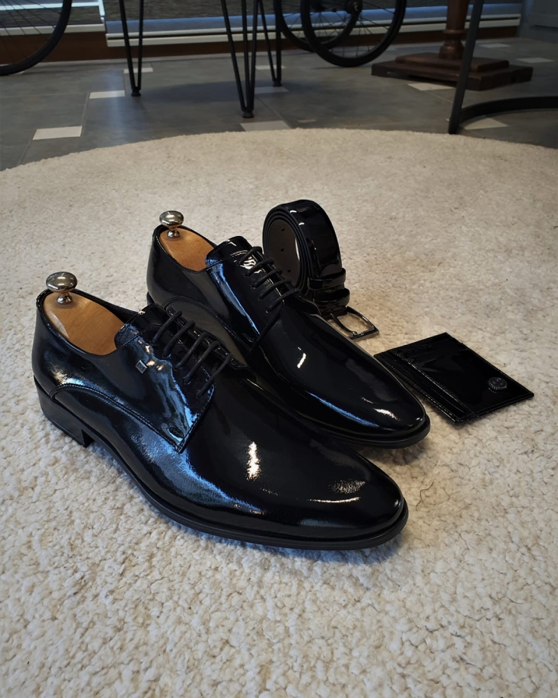 Black Patent Leather Derby for Men by GentWith.com with Free Worldwide Shipping
