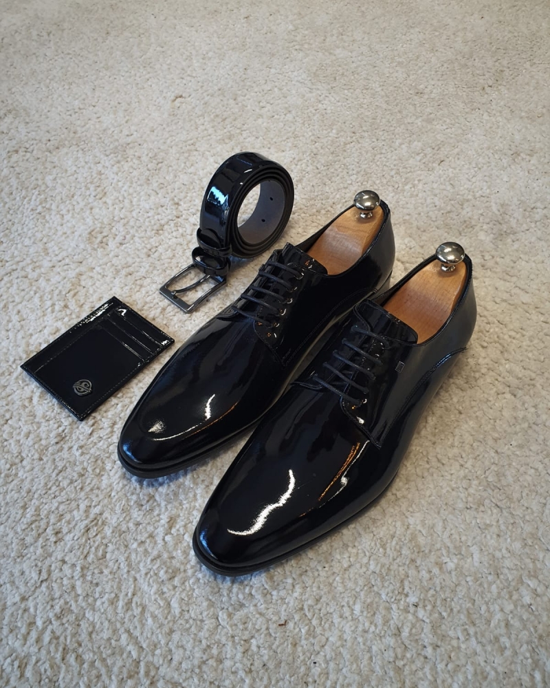 Black Patent Leather Derby for Men by GentWith.com with Free Worldwide Shipping