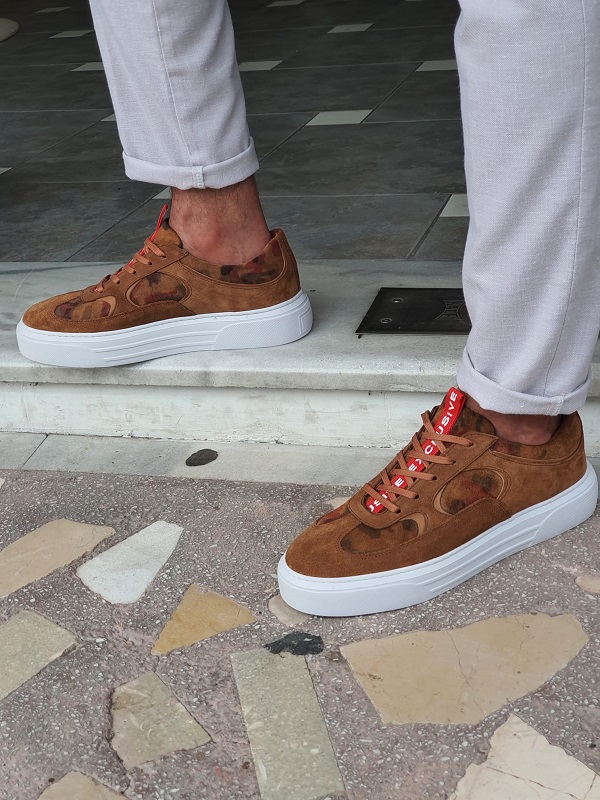 Brown Low-Top Suede Sneakers for Men by GentWith.com | Worldwide Shipping