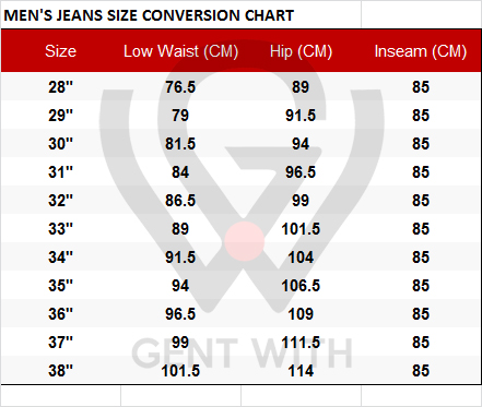 Jeans Size Us And Europe Mens Pants Size Chart, Jeans Size, 60% OFF