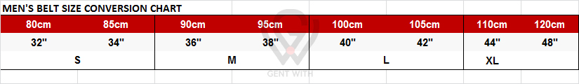 Mens International Size Conversion Chart