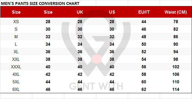 Men s Size Conversion Chart Convert US to EU UK Size GentWith