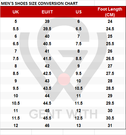 Men s Size Conversion Chart Convert US to EU UK Size GentWith