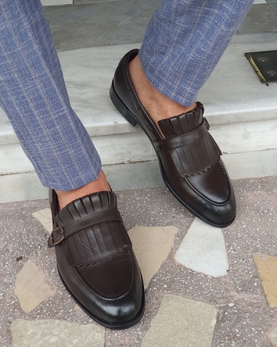 Brown Kilt Loafers for Men by GentWith.com with Free Worldwide Shipping