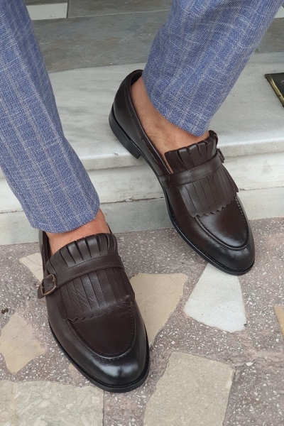 Brown Kilt Loafers for Men by GentWith.com with Free Worldwide Shipping