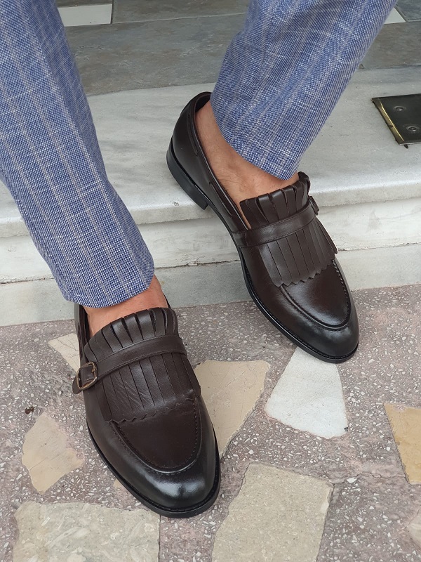 Brown Kilt Loafers for Men by GentWith.com with Free Worldwide Shipping