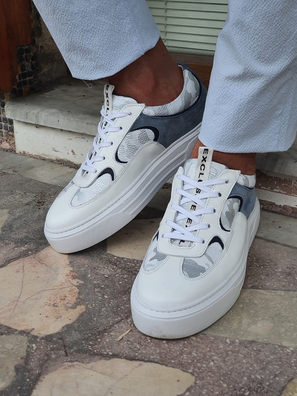 White Mid-Top Sneakers for Men by GentWith.com | Worldwide Shipping