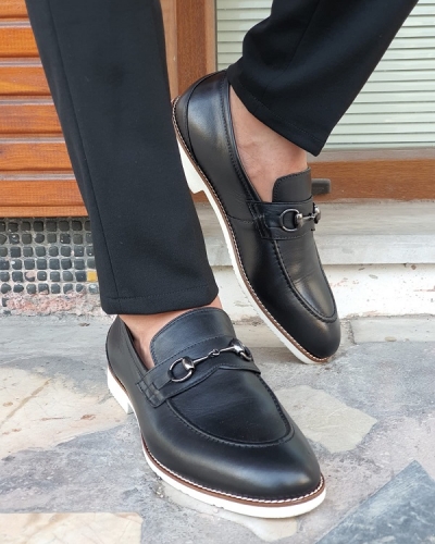 Black Bit Loafers for Men by GentWith.com with Free Worldwide Shipping