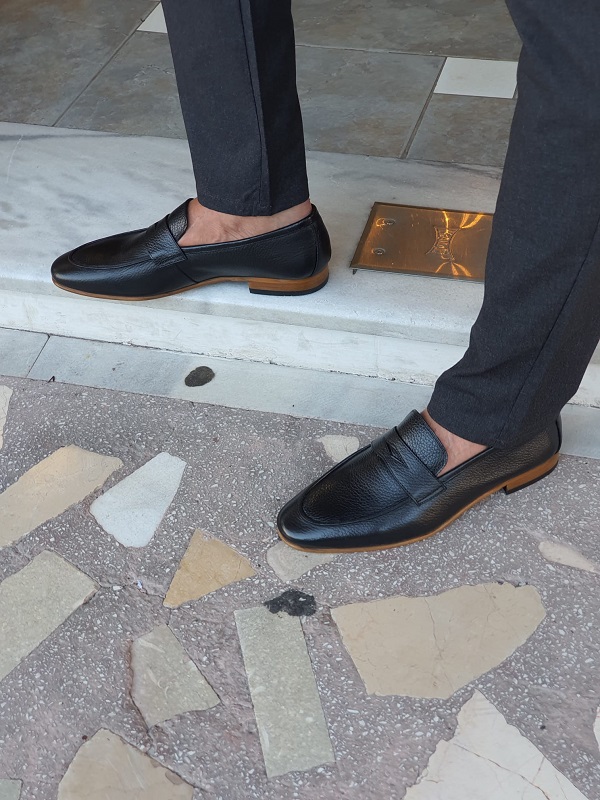 Black Penny Loafers for Men by GentWith.com with Free Worldwide Shipping