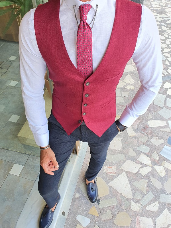 Buy Claret Red Slim Fit Suit by GentWith