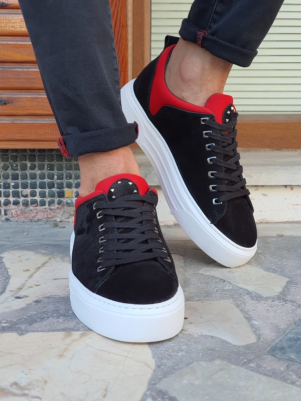 Black Suede High-Top Sneakers for Men by GentWith.com with Free Worldwide Shipping