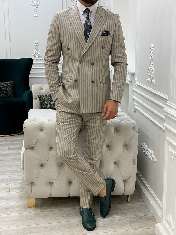 Cream slim store fit suit