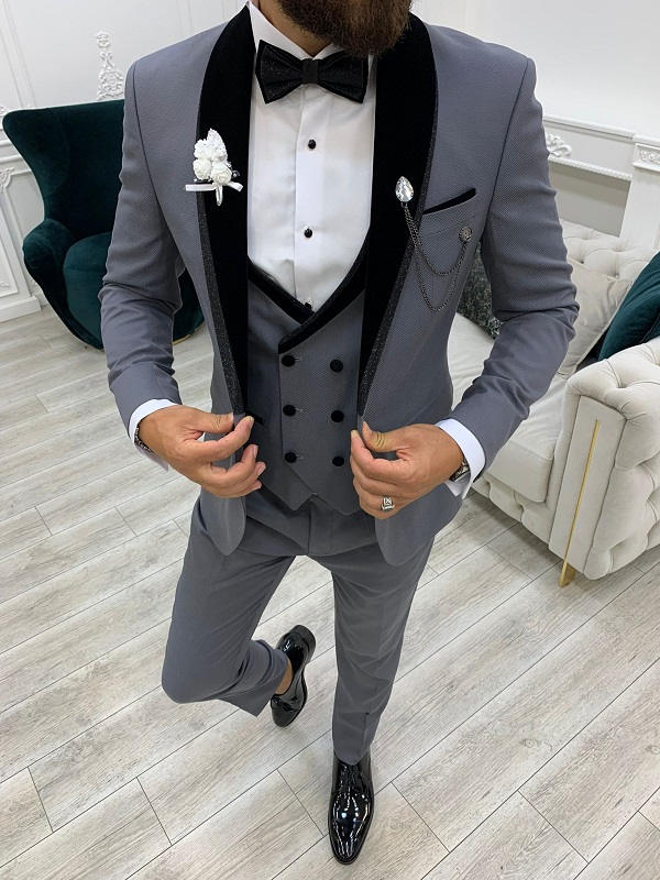 Grey hot sale velvet tuxedo