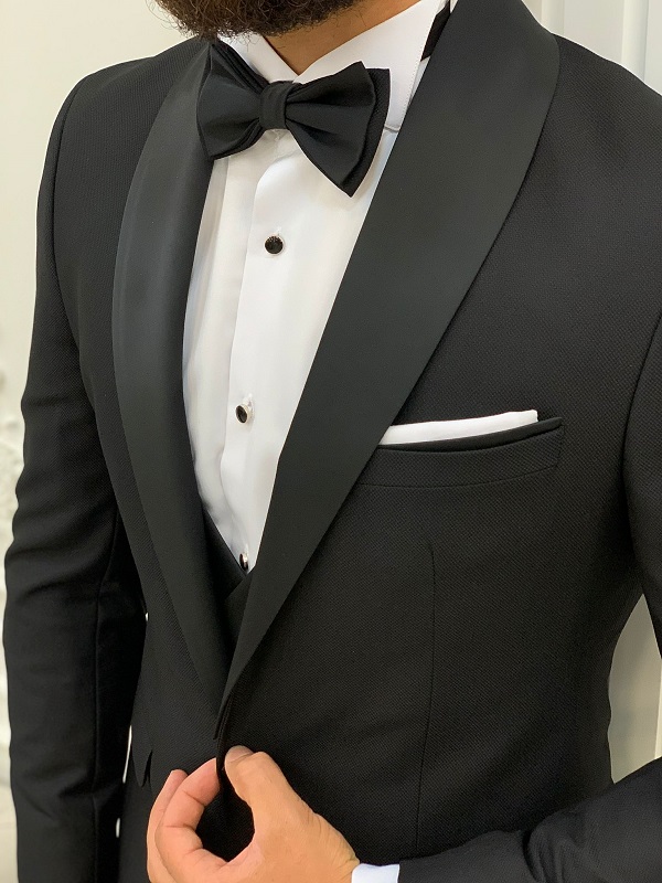 Black Slim Fit Shawl Lapel Tuxedo by GentWith.com | Worldwide Shipping