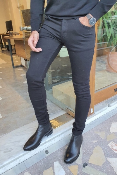 Black Slim Fit Jeans for Men by GentWith.com with Free Worldwide Shipping