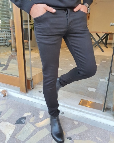 Black Slim Fit Jeans for Men by GentWith.com with Free Worldwide Shipping