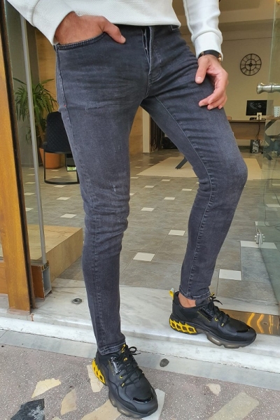 Black Slim Fit Ripped Jeans for Men by GentWith.com with Free Worldwide Shipping