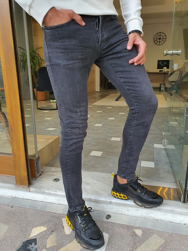 GentWith Edmond Black Slim Fit Ripped Jeans 