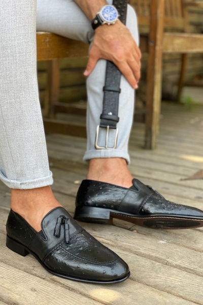 Black Tassel Loafers for Men by GentWith.com with Free Worldwide Shipping